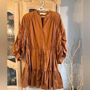 Astr the Label Cotton Terracotta Long Sleeve Dress